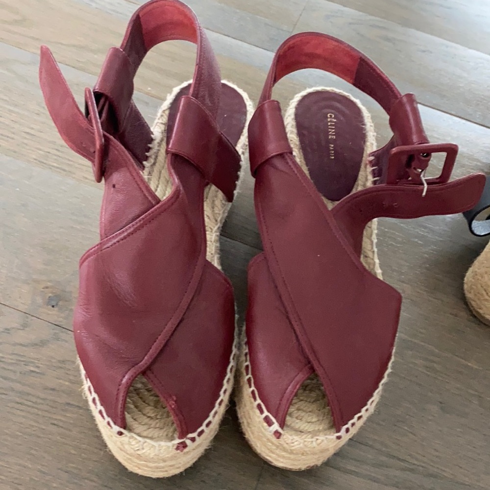 Celine maroon red platform sandals